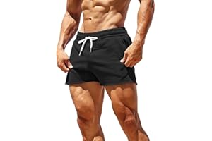 GYMAPE Hombre 3 Pulgadas Gimnasia Correr Deportiva Ejercicio Pantalones Cortos con Raw Hem