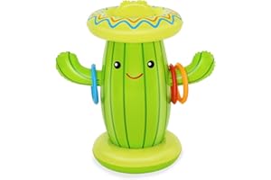Bestway Inflatable Sprinkler, Cacti Water Fun with Ring Toss Game, Summer Outdoor Games