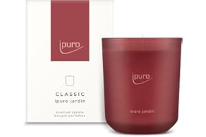 ipuro Klasyczna dekoracyjna świeca zapachowa – Jardin | świeca zapachowa w szkle z limonką, bergamotką, magnolią i różą, goździkiem i aromatem bursztynu | świece o długotrwałym zapachu | świeca