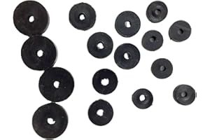 SISI UK Flat Rubber Tap Washers Assorted UK sizes 3/8”, 3/4”, 1/2" Black O Rings Rubber Assorted Washer Plumbing Washers Sink or Bath Taps Basin Shower Seal Drip Pack of 15.