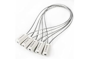 Lzbignun 50pcs Pull-Tite Steel Wire Cable Seals Anti-Tamper Security Tags Numbered Security Wire Seals Security Cable Ties Self-Locking Trailer Seals (White)