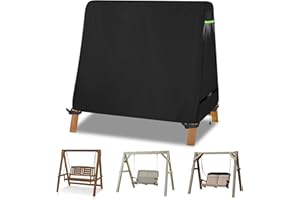 GJMZTQG A-Rahmen-Schaukelabdeckung,Gartenschaukel Abdeckung Schwerlast 600D Oxford Gewebe mit Schnallen und Kordelzug, Wasserdicht, UV-Beständiges Hollywoodschaukel Abdeckung Spitzdach (215*143*174CM,Schwarz)