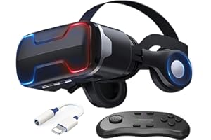 PUCIO Gafas Realidad Virtual Movil con Mando, 3D VR Gafas para Película 3d Juego Immersivo, Ángulo Visión 90-100º Objetivo y Pupila Regulable, Gafas VR para 4.7"-6.5" Android/iOS Smartphone, Regalos Niños (