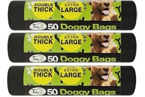 150 Extra Strong TidyZ Black Doggy Waste Bags With Tie Handle 32cm x 38cm