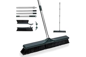 Masthome 25'' Yard Broom, Heavy Duty Garden Broom with Stiff Bristles, Outdoor Sweeping Brush,Push Broom for Warehouse Garden Garage Factory Patio Deck Driveways