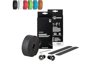 URBAN ZWEIRAD Premium Extra Dry - Nastro manubrio bici corsa nero - Nastro bici da corsa manubrio autoadesivo incl. terminali alluminio - nastro per manubrio bici da corsa e gravel (nero)