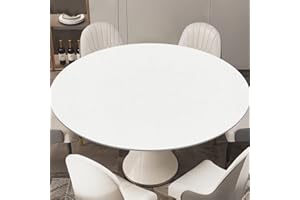 LUPATDY Nappe Ronde 110 cm - avec élastique Nappes de Jardin - Résistante aux intempéries - Protection de Table PVC en Plastique - Nappe Exterieur Impermeable Jardin- Beige