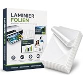 100 x Thick Laminating Pouches for Laminating Lamination DIN A4 - Glossy - Transparent Pack of 100 - Transparent for Document