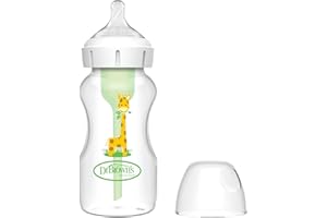 DR. BROWN'S Dr. Brown’s Biberón Anticólicos de Boca Ancha Options+ 270 ml - Sistema Patentado con Ventilación Interna - Incluye Tetina Nivel 2 de Flujo Medio +3 Meses - Silicona Médica y Polipropileno Sin BPA