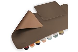 SÖLMO Sølmo podkładka na biurko ze skóry poliuretanowej, zmywalna, podkładka pod mysz XXL, dwustronna, duża, 85 x 40 cm (brązowa/złota)