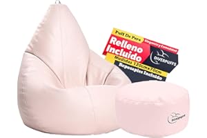 Diverpuff Puff Pera XXL Rosa Bebe con Reposapiés y Relleno Incluido Ultra Cómodo para Leer Jugar o Descansar Ideal para Niños y Adultos Diseño Interior Exterior Antiestrés Uso Diario Salón