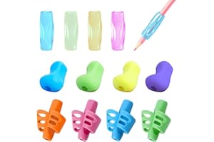 BOZILY 12 Stück Bleistift Griffe Ergonomische Stifthalter für Verschiedene Stifte, Korrekte Handschrift Haltung für Kinder Kindergarten Erwachsene Spezielle Bedürfnisse Righties oder Lefties (3 Stil)