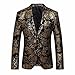 Produktbild Herren Blazer Jacke, Huihong M-4XL Mode Herren Kleid Blumenklage Gekerbten Revers Slim Fit Mantel Stilvolle Blazer Mantel Jacke Business-Jacke FüR GeschäFt/Hochzeit/Party (Gold, 3XL)