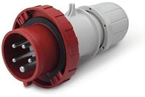 Scame 218.6336 Series Optima, IP66/IP67 Plug, 3P + e poli, 63 A, 380 VAC, v-415 posizione 6 ore, rosso