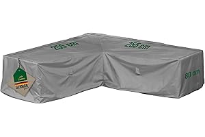 MEHR GARTEN Funda protectora para sofá esquinero de jardín | 255 x 255 x 80 cm | Poliéster tejido Oxford 600D, color: gris