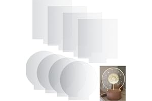 Gaomoeny 8 Pezzi Pannelli in Acrilico Trasparente, Lastra Pannello Acrilica Trasparente 2mm Rotonda e Quadrato per Base Luminosa a LED Espositore Progetti di Fai-da-te