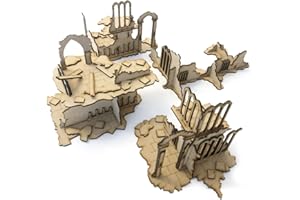 Pwork Wargames Medieval Lost Burg 03 - Ensemble de décors de Ville médiévale pour Miniatures à l'échelle 28mm / 35mm - Miniatures de Table Wargame 3D Scenery Terrain - MDF 3mm