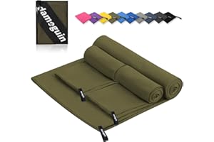 damoguin 3er-Set Mikrofaser Handtuch, Groß (180*80cm) & 2 Stück Klein (80*40cm) Schnelltrocknende Microfaser Fitness Handtücher, als Sporthandtuch, Strandtuch, Badetuch und Reisehandtuch (Armeegrün)