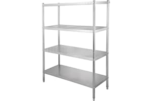 BuoQua Stainless Steel Shelving Units Heavy Duty 4 Tier Shelving Units And Storage Shelf Unit for Kitchen Commercial Office Garage Storage (4 Tier)