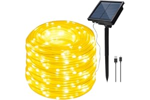 ‎IMAGE IMAGE Solar Lichterkette 23M 200LED Lichtschlauch IP65 Wasserdichte Lichterkette für Innen und Außen Schlafzimmer Innenhof Garten Hochzeit Party Weihnachten Baum Beleuchtung, warmweiß
