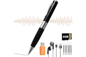 CEVIKNO Dyktafon cyfrowy, 64 GB, redukcja szumów, nagrywanie jednym dotknięciem, z funkcją odtwarzania MP3, do wykładów, spotkań, wywiadów (czarny)