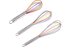 TAFACE Fouet en silicone coloré 3pcs, Fouet de cuisson de cuisine, Grand mini ustensiles de cuisson moyens, Convient pour remuer la pâte, mélanger la sauce, faire mousser le lait