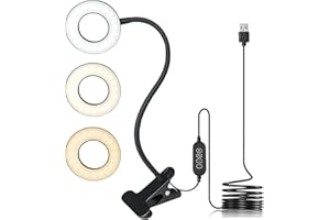 SHUWOSMART Lampe de Bureau à Pince avec Adaptateur USB,Lampe Lecture Clipsable à Col Cygne Flexible à 360°,3 Couleurs 10 Luminosité,Lampe à Pince 42 LED,Lampe à Pince pour Tête lit/Chevet/Bureau/Étude(Noir）