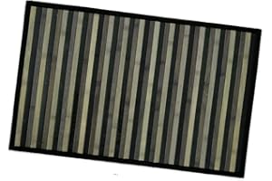 emmevi Tappeto Bamboo Legno Stuoia Antiscivolo Passatoia Pedana Bambù Cucina Bagno Degradè 50x77 Nero