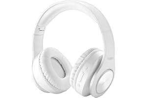 TUINYO Bluetooth Headphones Wireless, Over Ear Stereo Wireless Headset 40H Playtime with deep bass, Soft Memory-Protein Earmuffs, Built-in Mic Wired Mode PC/Cell Phones/TV-White