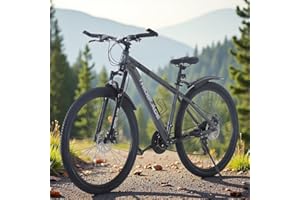 BSTSEL 24/26/27.5/29 Inch Mountain Bike Aluminum Frame with Front Suspension Fork Mountain Bicycle 21 Speeds with Dual Disc-Brake Suitable for Over 18 Years