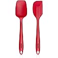 AGARO Silicone Spatula Set of 2, Large Heat Resistant Spatula for Cooking, Baking and Mixing, Non-Stick Cookware for Kitchen, BPA Free, Flexible, Seamless Design, Deluxe, Red.