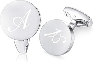 HONEY BEAR Gemelli Uomo con Iniziali Alfabeto Lettera per Camicia per Matrimonio Commercio Regalo,Argento
