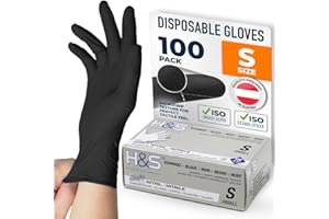 ISC Hygiene & Safety Nitrile Gloves 7 S Small Black Box of 100 Powder Free Latex Free eudermic Disposable Examination Gloves nonsterile ambidextrous Commercial use