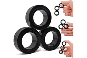 ASIOWELY Anneaux Magnétiques TDAH Jouets Fidget Toys Adultes,3 PCS Cool Fidget Aimant Ring pour Anti Stress Spinner Anneau de Doigt pour Enfants Adolescents Cadeaux pour 3-6-8 + Année Vieux Garçons