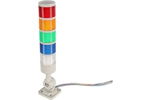 LUBAN Industrial Warning Light, CNC Machine Warning Light with Buzzer & Rotating Base, 5 Stage Signal Column with Continuous/Flashing Light, Red Yellow Green Signal Light 12V 24V