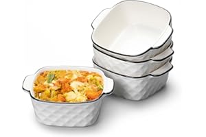 TUYINES Ceramic Baking Dishes set of 4,Oven Dishes,400 ml Small Baking Dish for Air Fryer,Ceramic Bakeware with Handles,Small Oven, Casserole Dish, Small for Lasagne, Tiramisu, Baking Mould