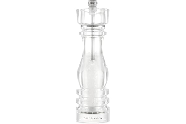 Cole & Mason London påfyllningsbar kryddkvarn – köks- och hemtillbehör – saltkvarn – saltkvarn med keramisk mekanism – 20 cm, akryl