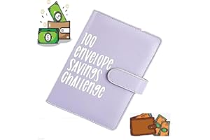 KEYET 100 Envelopes Saving Challenge,100 Envelope Challenge Binder,Cash Binder Savings Challenge Budget Book Binder with Envelope for Budget Planners and Money Savers (Purple)