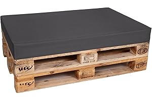 ‎TEXDEKO TexDeko® Palettenkissen 120 x 80 x 12cm Wasser-& schmutzabweisend Abnehmbarer Bezug mit Reißverschluss waschbar gepolstertes Sitzkissen für Europalette Palettenpolster (Anthrazit)