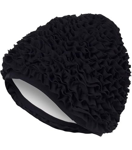 Bonnet De Bain Fashy - Modèle Fleurs Blanches, 100% Polyester, Lavable Machine