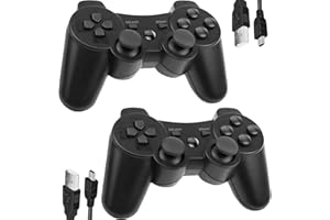 Lunriwis Wireless Controller für PS3, 2er Pack Wireless Controller für Play-Station 3 ，Wireless Double Shock 6 Achsen Bluetooth Joystick Rechargable Remote Gamepad Joystick mit 2 Ladekabel