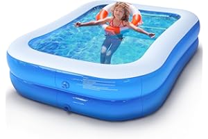 LORRTTA Piscine Gonflable Rectangulaire 2 x 1,5 x 0,5 m, Double Couche Piscine Enfant Rectangulaire pour Jardin, Pataugeoire pour Enfants et Adultes, Grande Piscine Familiale pour Balcon ou Intérieur