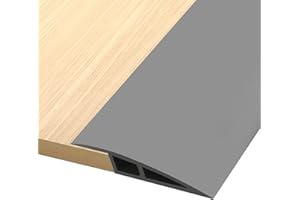 JAMHEXOU 2M Carpet Trim Strip Self Adhesive PVC Laminate Floor Door Strip Door Floor Transition Threshold Trim and Edgings Rubber Flooring Edge Strip (Grey,10mm)