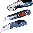 Bosch Professional three-part knife set (incl. utility knife with retractable blade and replacement knife blades in handle, cutter knife, folding utility knife with replacement knife blades in handle)