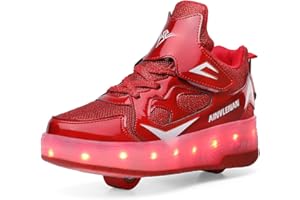 Heelystong Junge Mädchen Schuhe Kinderschuhe mit Rollen LED Leuchtend Doppelrad schuheltraleicht Outdoor Schuhe 7 Farbe Farbwechsel Rädern Gymnastik Blinkend Sneaker