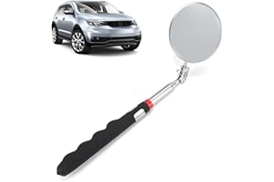 Tunknew Automotive Telescopic Inspection Mirror, Extended Handle Mechanics Mirror Tool Stainless Steel Universal Folding Telescopic Round Mirror for Mechanics Cars Checking Vehicle Condition