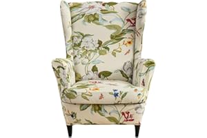 EBETA Ohrensesselberzug 2-Teilig Sesselüberwürfe Sesselhussen, Elastisch Sofa Armlehnenbezüge Schonbezug Hussen für Lesesessel, Relaxsessel mit Sitzbezug (Die Frühlingsstimmung)
