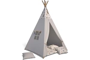 BEST FOR KIDS Tipi Zelt für Kinder - Spielzelt mit Weichen Kissen | Langlebiges Indianerzelt für Kinder | Tippi Kinderzelt Indoor für das Kinderzimmer