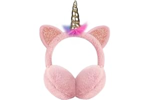 KALUROIL Orejeras Para Niñas - Orejeras Térmicas de Felpa para Mujer - Protección Contra el Viento - Diseño Moderno - Regalo de San Valentín para Damas y Niñas(Unicornio con orejas de gato rosa)