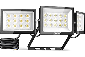 Sararoom Projecteur LED Extérieur 150W Avec 3 Têtes D'éclairage Réglables, Spot LED Extérieur Super Lumineux 15000LM 6500K, Lampe LED Extérieur Étanchéité IP65 pour Cour Garage Entrepôt